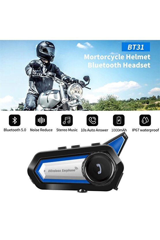 Motosiklet Kask Bluetooth Kulaklık Interkom Su Geçirmez Kablosuz Mikrofonlu Moto Intercomunicador