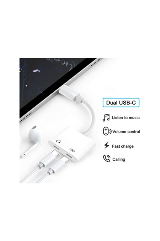 Type C To 2 Type C Çevirici Usb C Şarj Ve Kulaklık Dönüştürücü Aparat