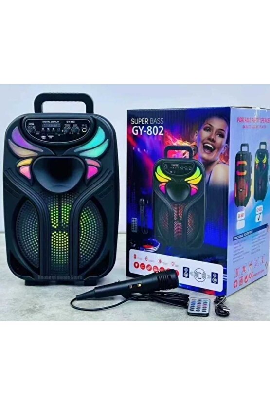 Led Işıklı Mikrofonlu Karaoke Hoparlör Kablosuz Bluetooth Speaker