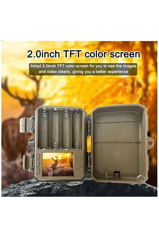 Fotokapan Kamera 16mp Full Hd 1080p Gece Görüşlü 2 Inç Lcd Ekran Su Geçirmez Trail Camera