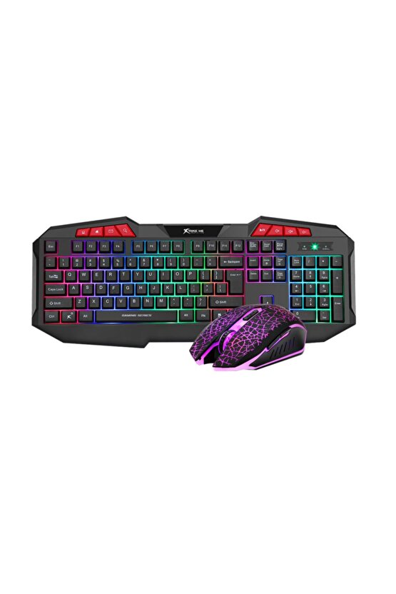 Led Işıklı Oyuncu Klavye Mouse Seti Multimedia Gaming Combo Nefes Modlu