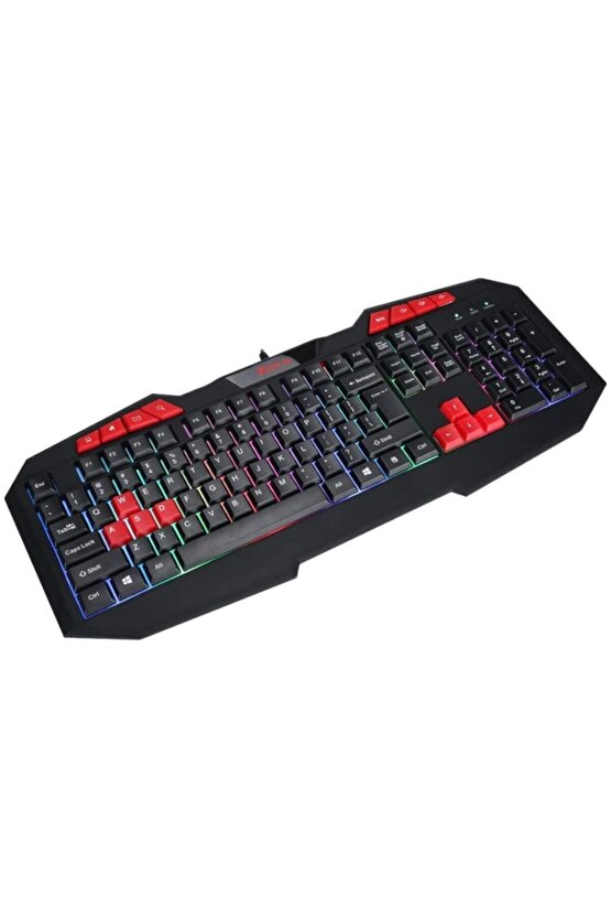 Led Işıklı Oyuncu Klavye Mouse Seti Multimedia Gaming Combo Nefes Modlu