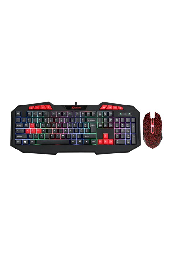 Led Işıklı Oyuncu Klavye Mouse Seti Multimedia Gaming Combo Nefes Modlu