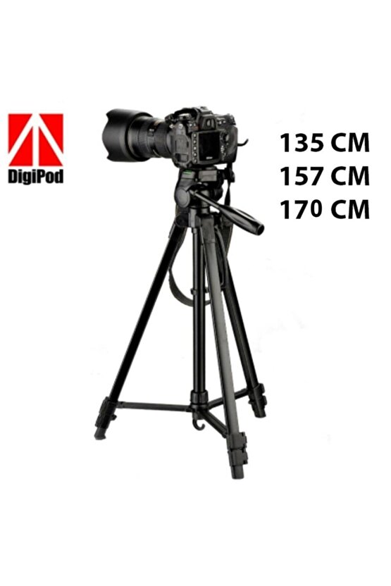 Profesyonel Tripod Video Ve Fotograf Makinesi Için 135 Cm E Kadar Uzayabilen Digipod