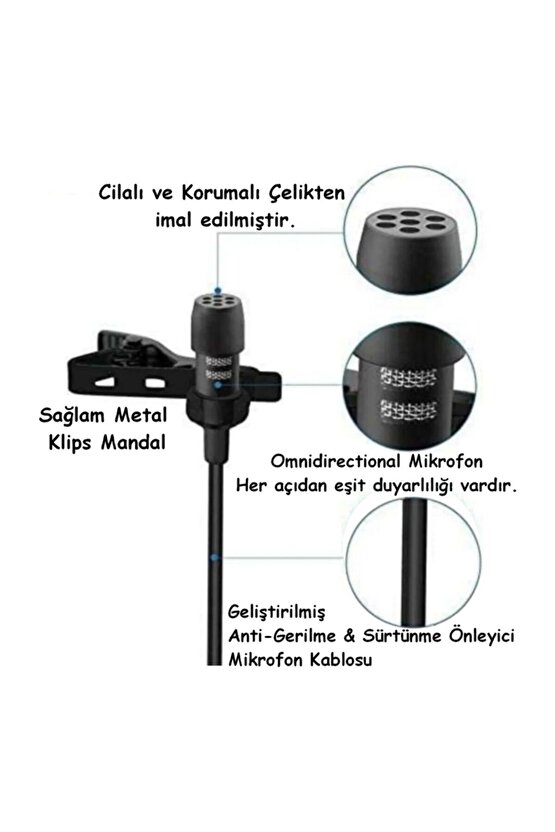 Dcc5 3.5 Mm Jack Girişli Yaka Mikrofonu + Kulaklık Aparatı Tiktok Youtube