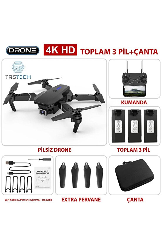 Çift Kameralı Drone 4k Hava Quadcopter 2.4g Kızılötesi Rc Işıklı Katlanabilir Drone Wifi Fpv Video