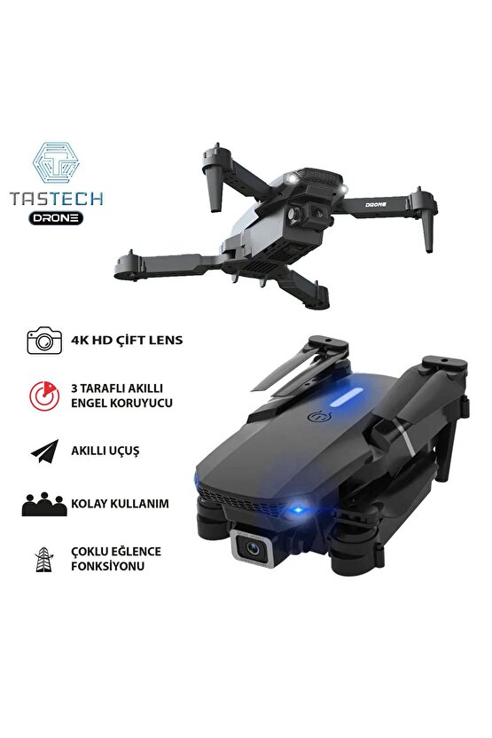 Çift Kameralı Drone 4k Hava Quadcopter 2.4g Kızılötesi Rc Işıklı Katlanabilir Drone Wifi Fpv Video