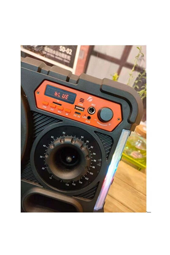 Kablosuz Mikrofonlu Bluetooth Hoparlör Led Işıklı Sd Kart Fm Usb Ve Mikrofon Girişi Speaker