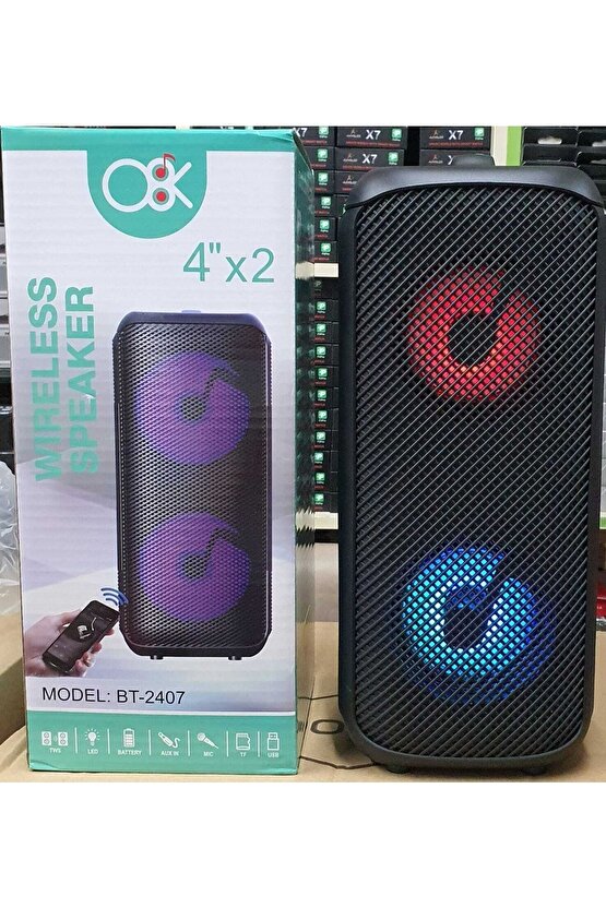 Bluetooth Hoparlör Led Işıklı Sd Kart Fm Usb Ve Mikrofon Girişi Tws Özellikli Speaker