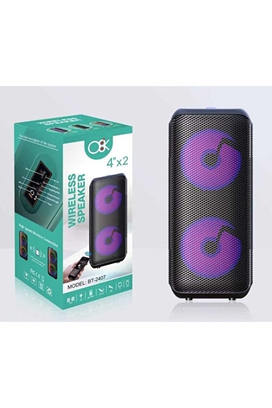 Bluetooth Hoparlör Led Işıklı Sd Kart Fm Usb Ve Mikrofon Girişi Tws Özellikli Speaker