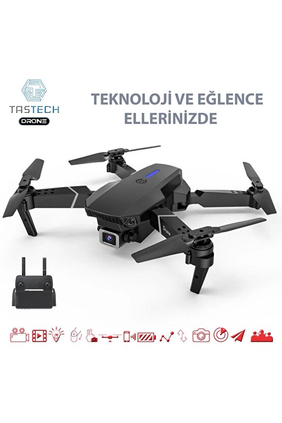 Hd Çift Kameralı Wifi Profesyonel Drone Led Işıklı Katlanabilir Drone Şarjlı Uzaktan Kumandalı