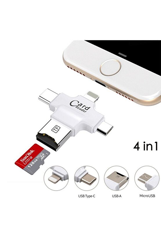 4 In 1 Tip-cmikrousb 2.0 Kart Okuyucu Android Ipad Için Micro Sd Kartiphone Pro 11 6 8 6s Otg