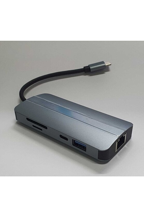 Type C Adaptör 9 In 1 Usb Hub Hdmi Lan Sd Tf Kart Usb Type C Macbook Çevirici