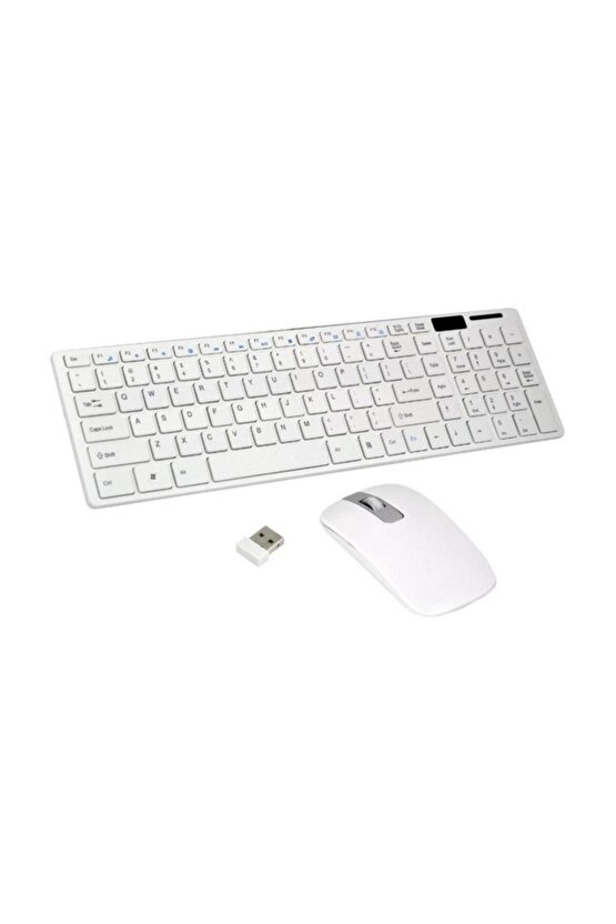 Klavye Mouse Set Wireless Ultra Ince Beyaz Pl-374