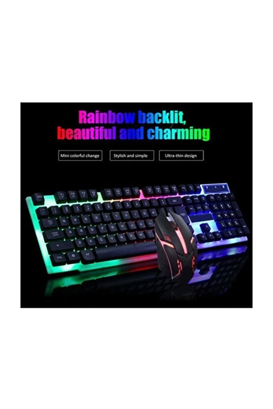 Işıklı Oyuncu Klavye Ve Mouse Seti Gaming Set Pg 8017