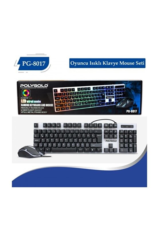 Işıklı Oyuncu Klavye Ve Mouse Seti Gaming Set Pg 8017