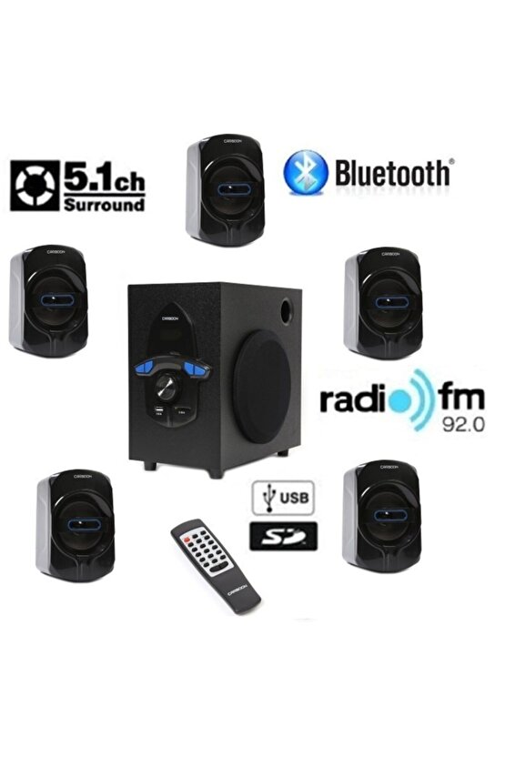 Bluetooth Lu 5+1 Ses Sistemi Uzaktan Kumanda Fm Radyo Sd Kart Usb Girişli Bluetooth Hoparlör