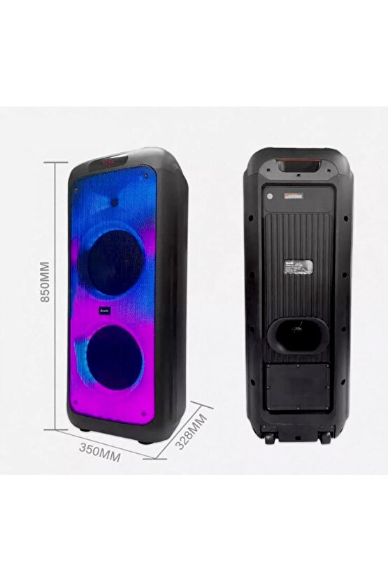 Kablosuz Mikrofonlu Karaoke Bluetooth Hoparlör Tekerlekli Taşınabilir Speaker Partybox