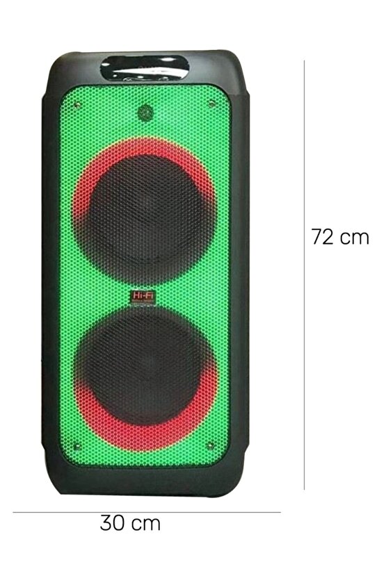 Party Box Büyük Boy Bluetooth Hoparlör Led Işıklı Çift Hoparlör Kablosuz Mikrofonlu Karaoke Speaker