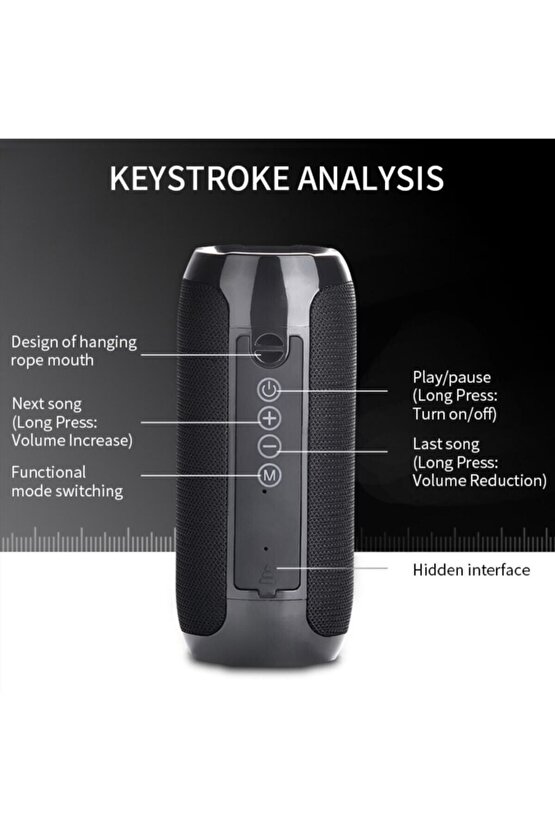 Fm Radyolu Bluetooth Hoparlör Yükses Ses Extra Bass Wireless Speaker Usbsdaux Girişli Ses Bombası