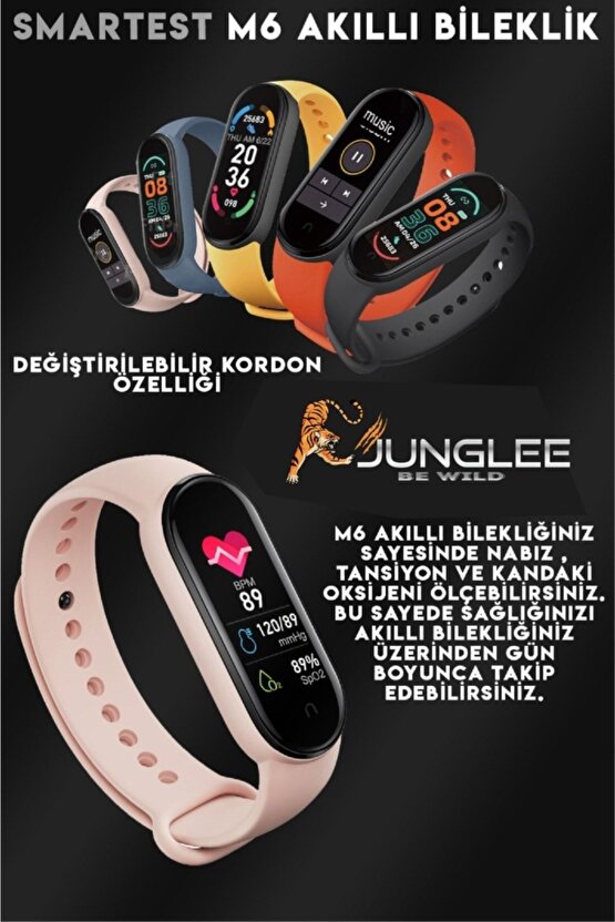 Yeni M6 Akıllı Bileklik Saat Smart Band Bracelet 6 Mesaj Arama Bildirimi Ios Android Uyumlu Fitpro