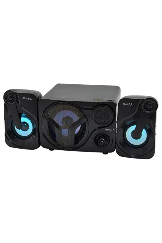 2+1 Bluetooth Lu Hoparlör Ses Sistemi Fm Radyo Sd Usb Led Işıklı