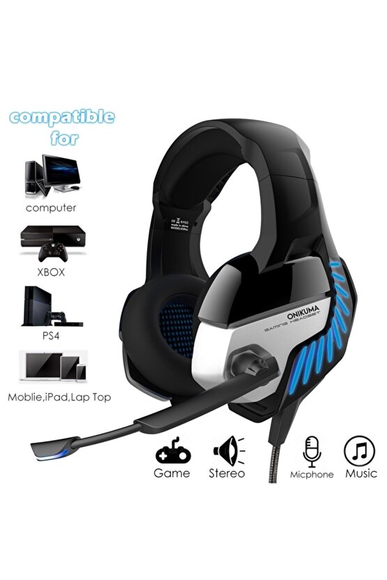 Led Işıklı Oyuncu Kulaklığı Pcps4tvtelefon Uyumlu Mikrofonlu Gaming Headphone