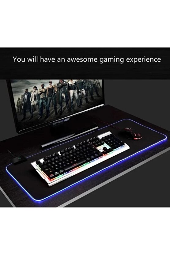 Rgb Led Işıklı Gaming Mousepad Xl 80cm X 30 Cm Büyük Boy Oyuncu Mouse Pad