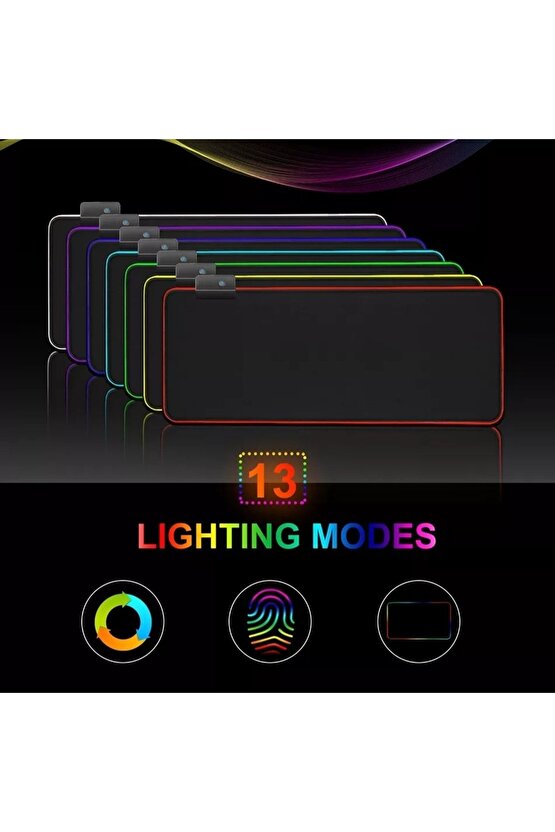 Rgb Led Işıklı Gaming Mousepad Xl 80cm X 30 Cm Büyük Boy Oyuncu Mouse Pad