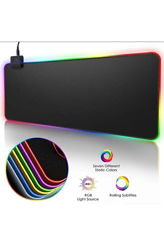 Rgb Led Işıklı Gaming Mousepad Xl 80cm X 30 Cm Büyük Boy Oyuncu Mouse Pad