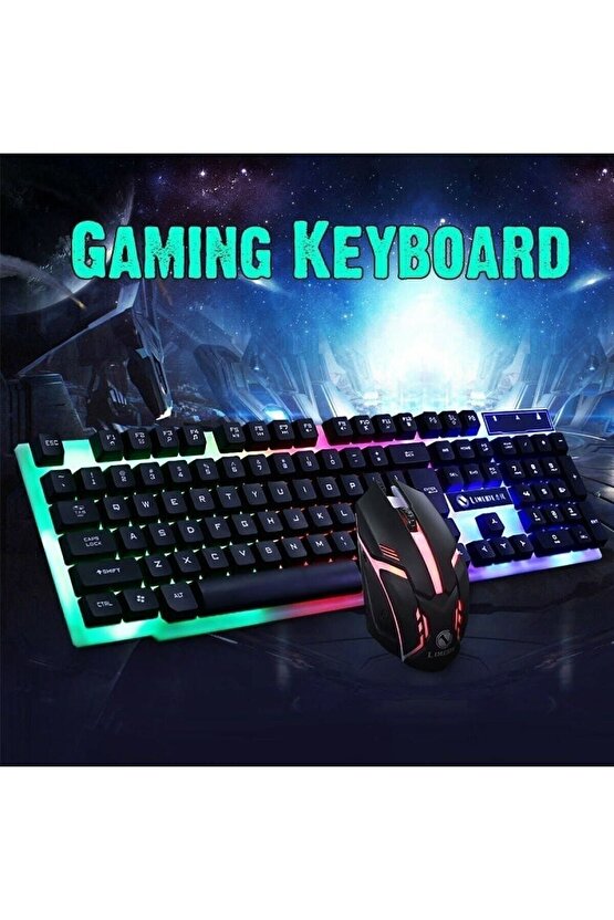 Gaming Set Kablolu Led Işıklı Oyuncu Klavye & Mouse Seti Usb Girişli