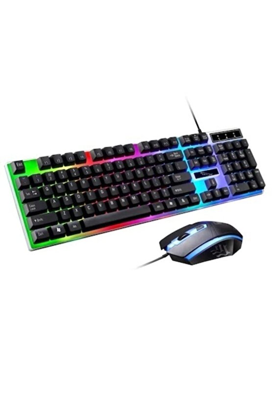 Gaming Set Kablolu Led Işıklı Oyuncu Klavye & Mouse Seti Usb Girişli