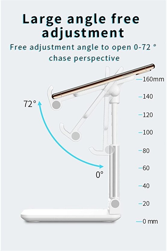Beyaz Gümüş Katlanabilir Masaüstü Tablet ve Telefon Tutucu Deskop Stand Rz-054