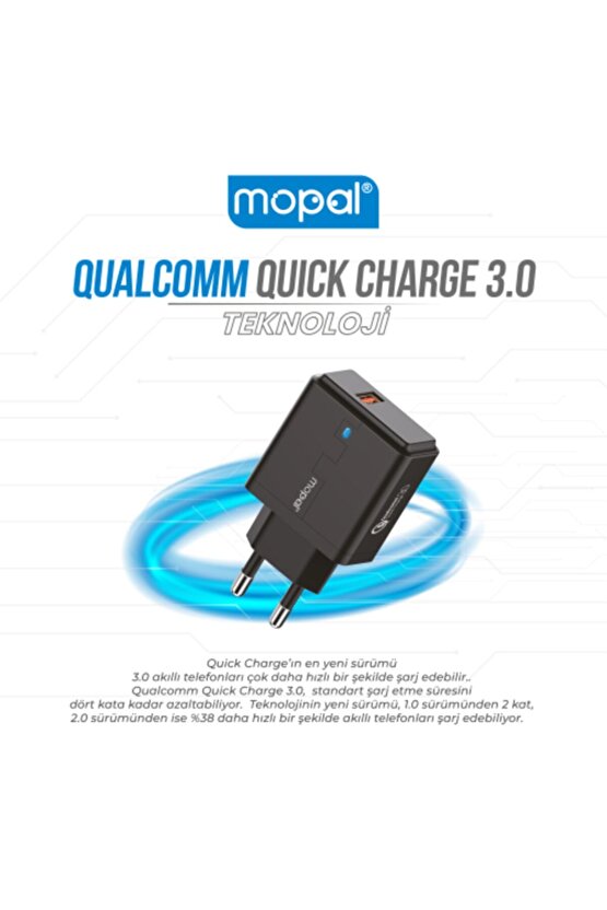 Mopal Şarj Başlığı Ve Type C Data Kablosu 5v 3,1a 18w Quick Charge 3,0 M10