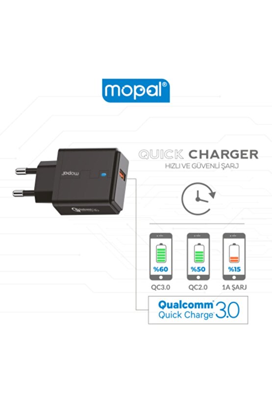 Mopal Şarj Başlığı Ve Type C Data Kablosu 5v 3,1a 18w Quick Charge 3,0 M10