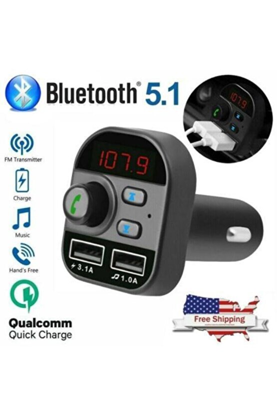 Carx9 Bluetooth Araç Kiti Fm Transmitter Çift Usb Çıkışlı Cn-41