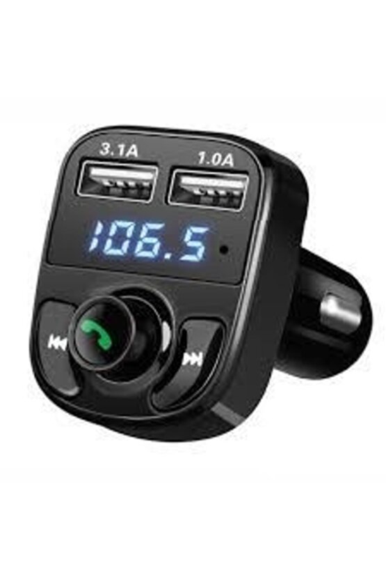 Car X8 Bluetooth Araç Kiti Fm Transmitter Çift Usb Girişli Cn-43