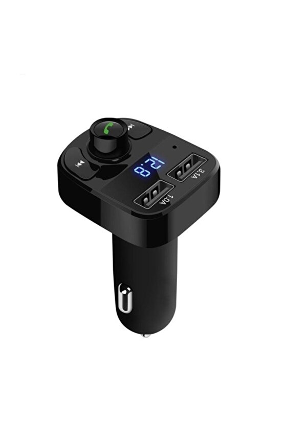 Car X8 Bluetooth Araç Kiti Fm Transmitter Çift Usb Girişli Cn-43