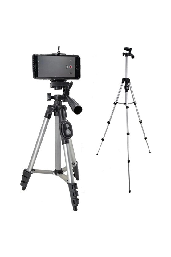 Bluetooth Kumandalı Profesyonel Tripod 102 cm Ayarlanabilir Kamera Ve Telefon Uyumlu