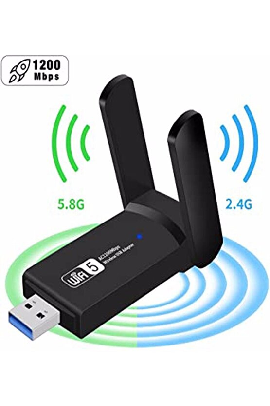 Usb 3.0 1200mbps Wifi Alıcı Adaptörü Çift Bantlı 5ghz 2.4ghz 802.11ac Wifi Anten Dongle Ağ Kartı