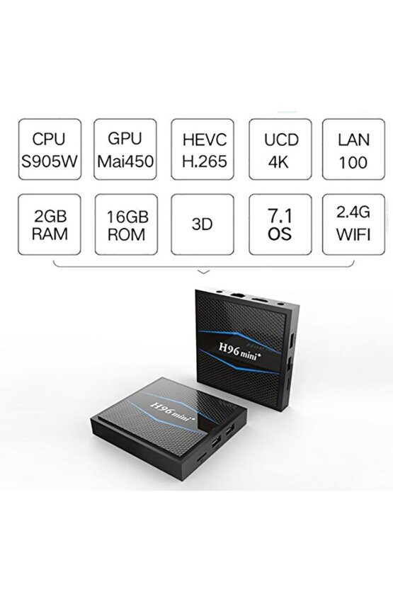 4k Ultra Hd Android Tv Box H96 Mini Ram:2gb Rom:16gb Android 7.1 S905w