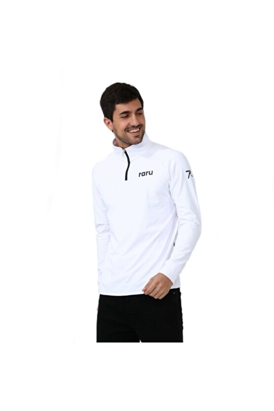 Erkek Yarım Fermuarlı Sweatshirt Vıta Beyaz