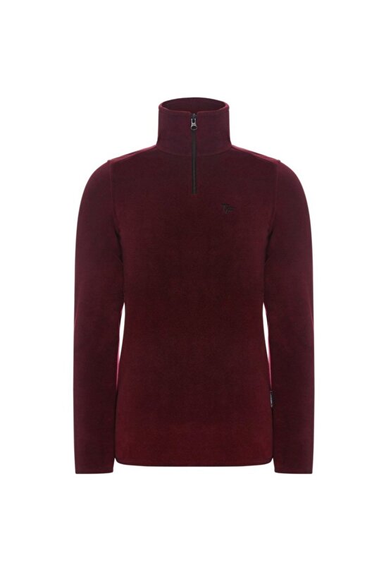 Bordo Polarline Kadın 14 Fermuar Sweatshirt