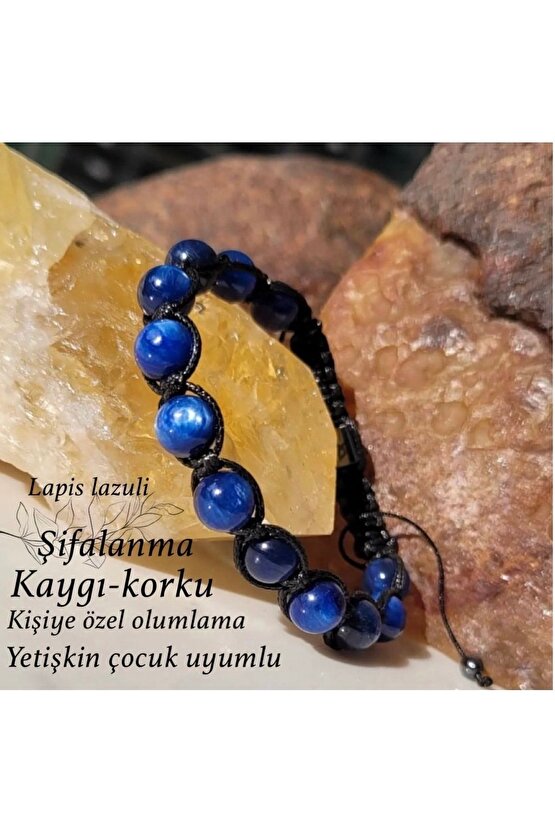 Lapis Lazuli (kaygı Korku Şifalanma) Makrome Örgü Doğal Taş Bileklik