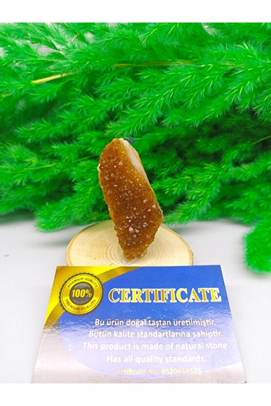 SİTRİN DOĞAL TAŞ STANDLI (SERTİFİKALI)(110 GRAM)