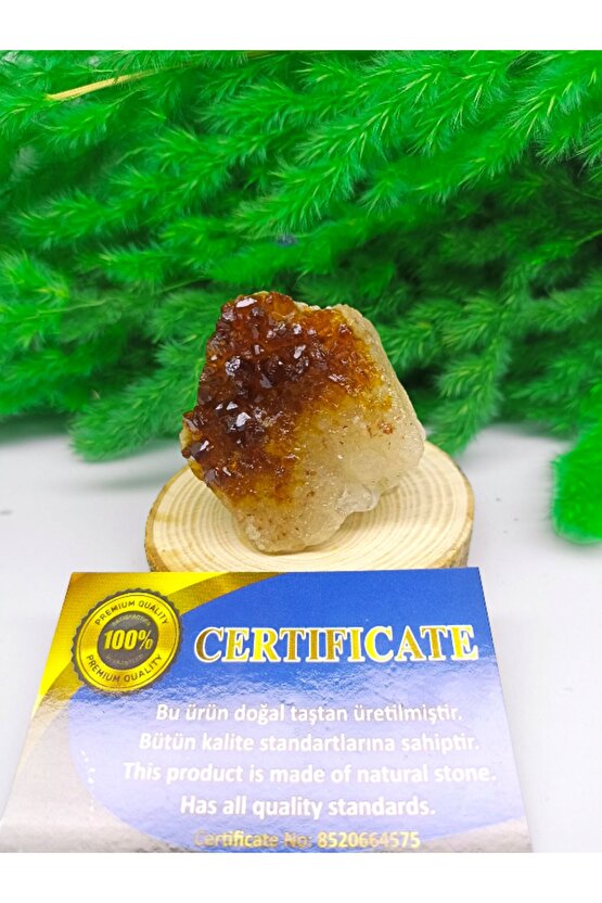 SİTRİN DOĞAL TAŞ STANDLI (SERTİFİKALI)(130 GRAM)