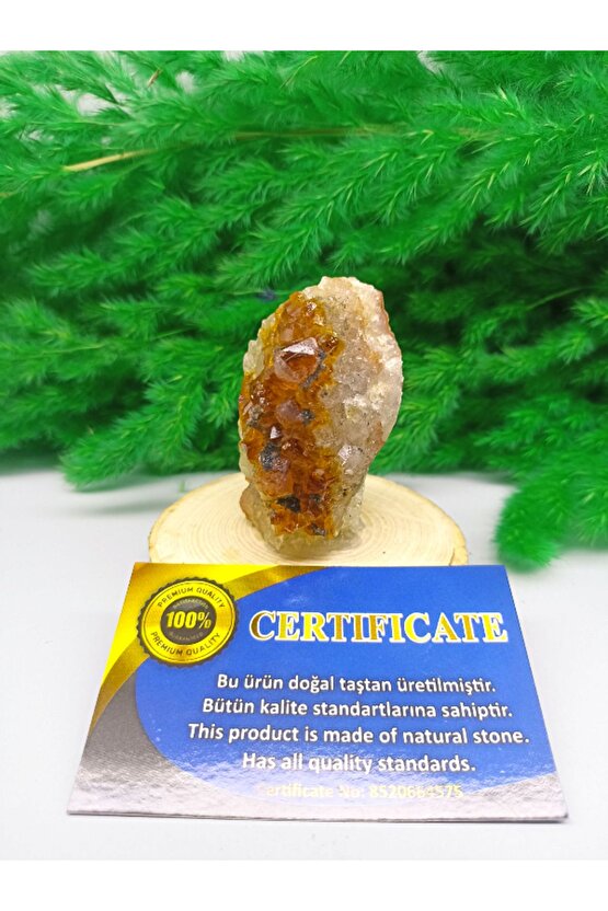 SİTRİN DOĞAL TAŞ STANDLI (SERTİFİKALI)(150 GRAM)