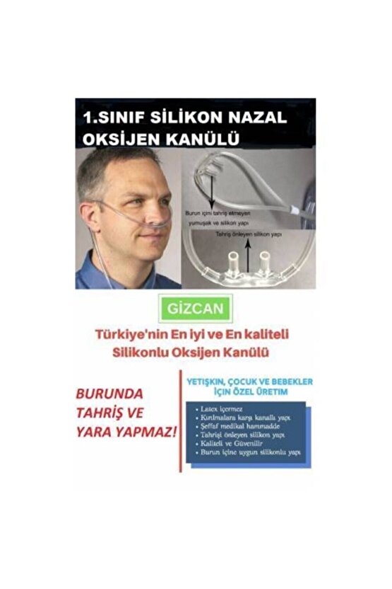 Nazal Oksijen Kanülü Silikonlu 2 Metre