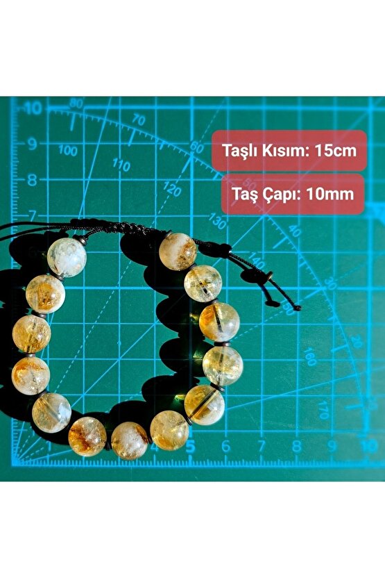 Sitrin (bereket-şans Taşı) Doğal Taş Bileklik ( 1 Adet) 1-10 (el Yapımı Tasarım Ürünler)