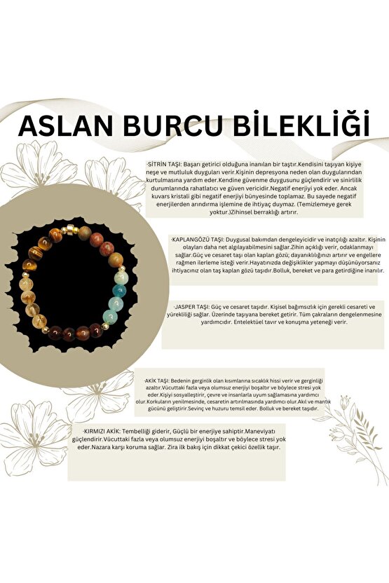 Aslan Burcu Doğal Taş Bileklik